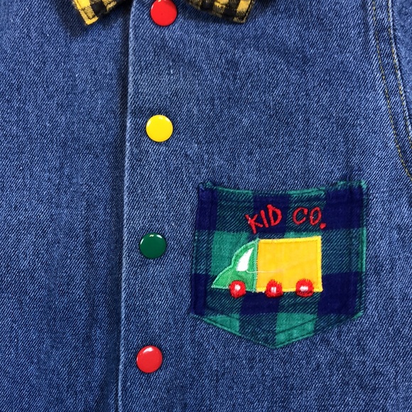 Hopscotch 80s Vintage Denim Jeans Plaid Collar Button One Piece - Picture 5 of 12